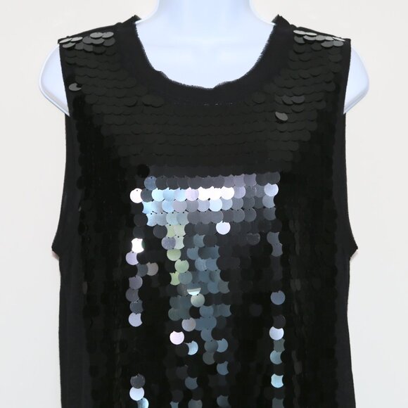 $128 JUICY COUTURE Black Paillette Sleeveless Tank Top Shirt Women's Large NEW - Picture 3 of 13